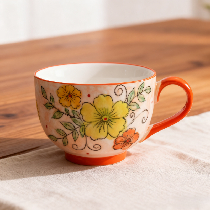 Baby Food Oatmeal - Embossed pure hand-painted ceramic cup beautiful