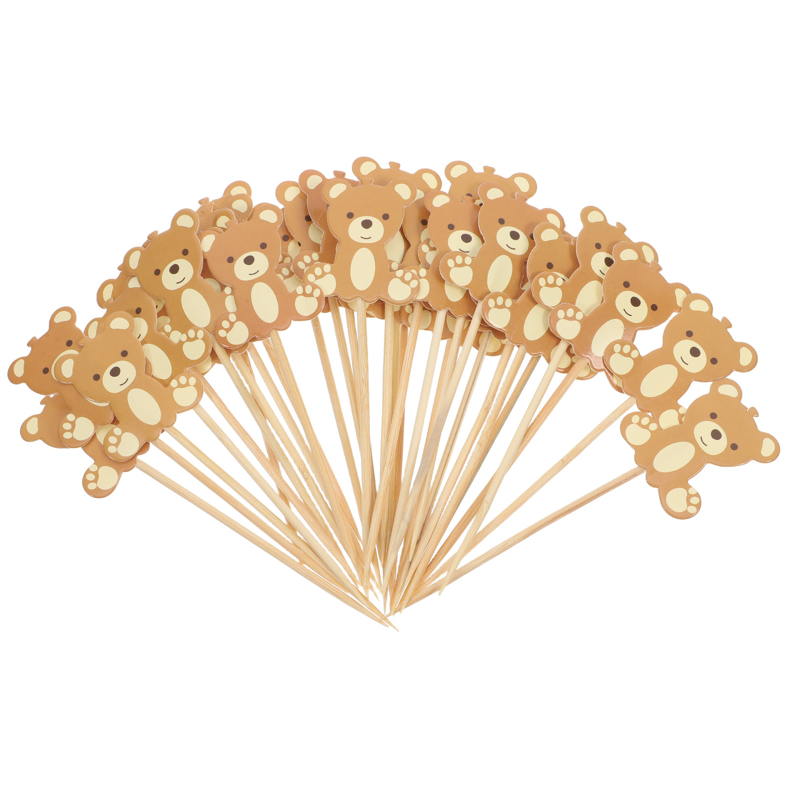 Baby Food Dessert - 50Pcs Bear Food Picks Bamboo Paper