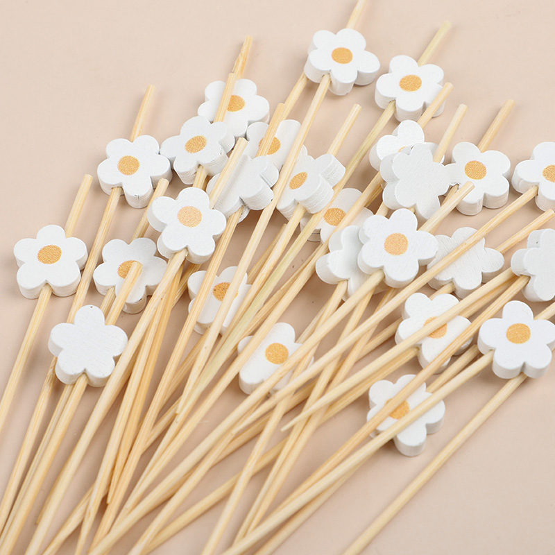 100Pcs Daisy Flower Bamboo Foo - Baby Food Fruits ulasan dan harga