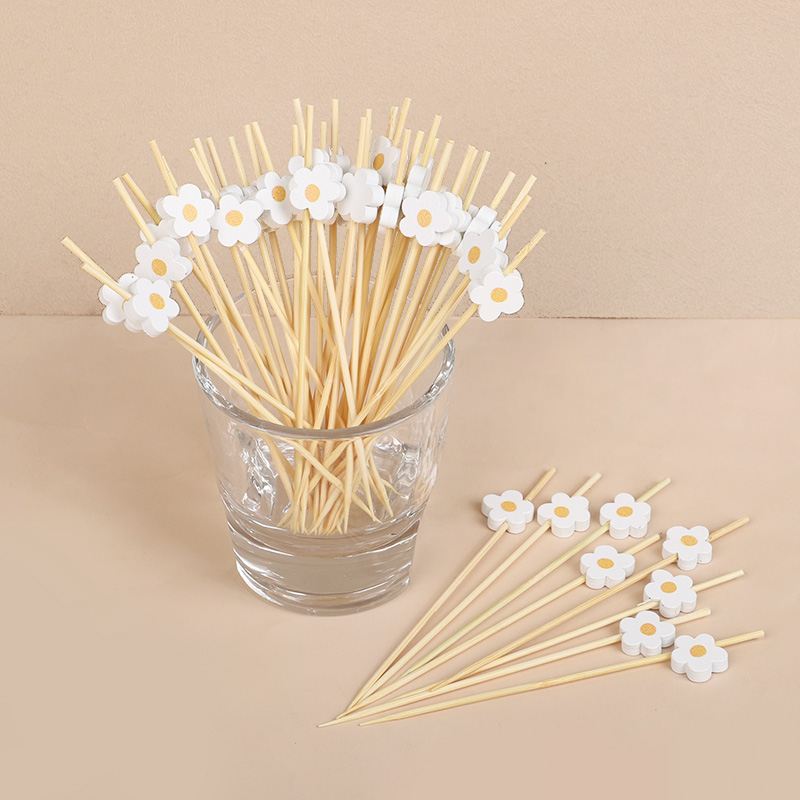 100Pcs Daisy Flower Bamboo Foo - Baby Food Fruits ulasan dan harga