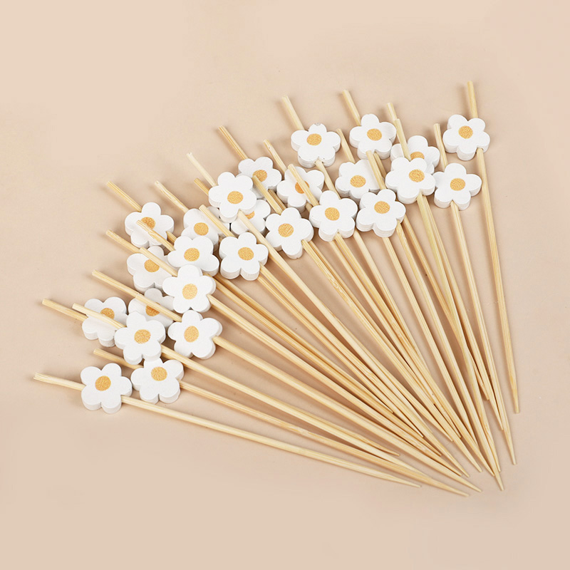 100Pcs Daisy Flower Bamboo Foo - Baby Food Fruits ulasan dan harga
