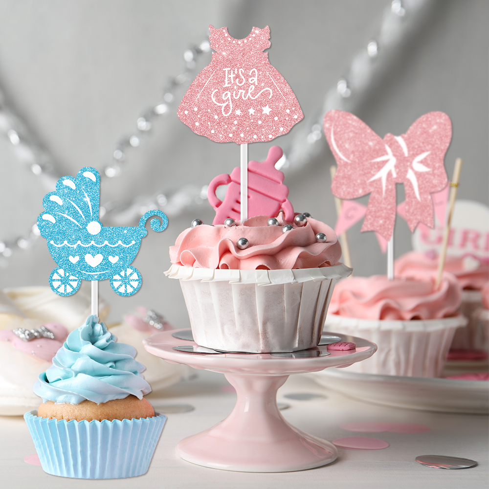 12/24pcs Pink Blue Glitter Cup - Baby Food Dessert ulasan dan harga