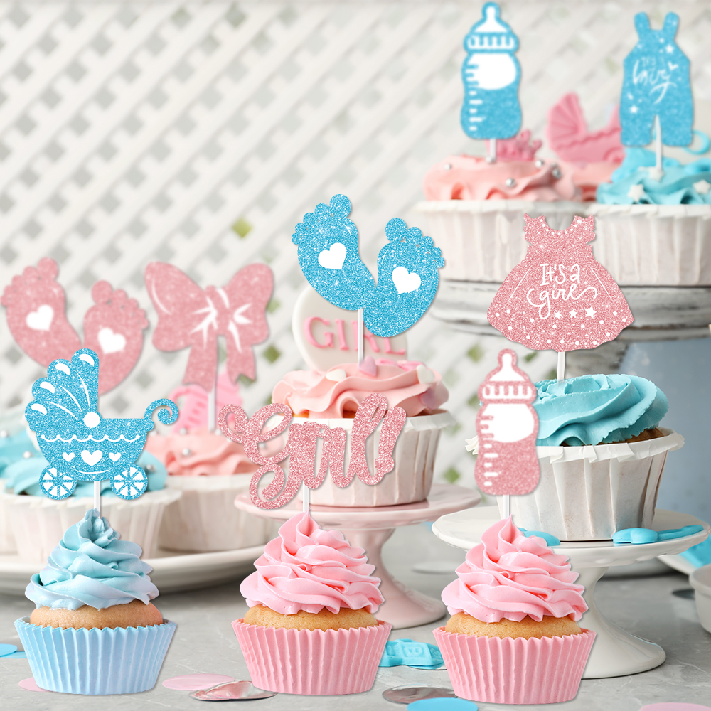 12/24pcs Pink Blue Glitter Cup - Baby Food Dessert ulasan dan harga