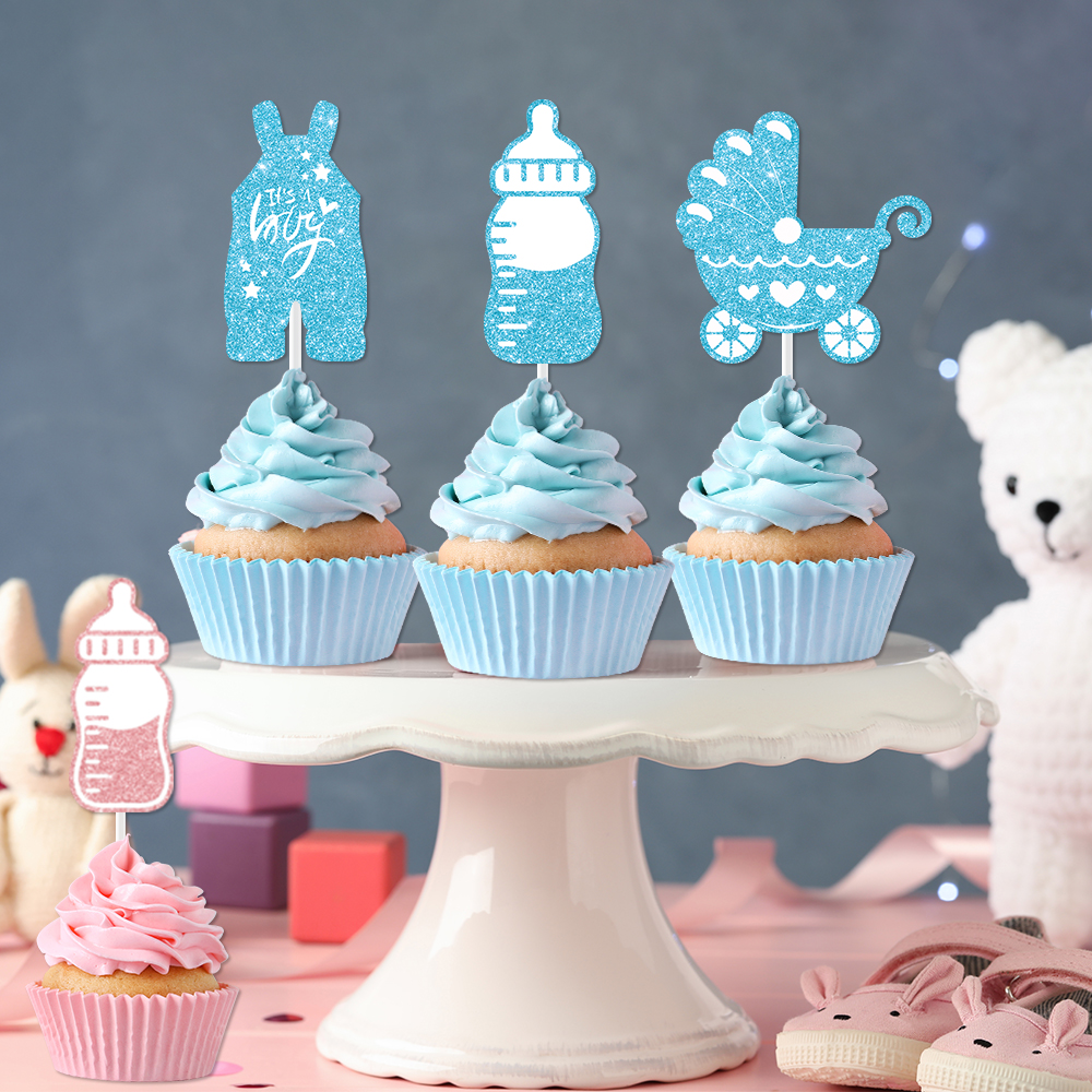 12/24pcs Pink Blue Glitter Cup - Baby Food Dessert ulasan dan harga