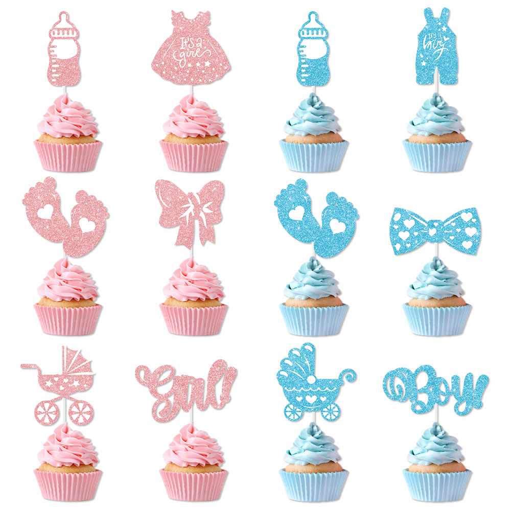 12/24pcs Pink Blue Glitter Cup - Baby Food Dessert ulasan dan harga