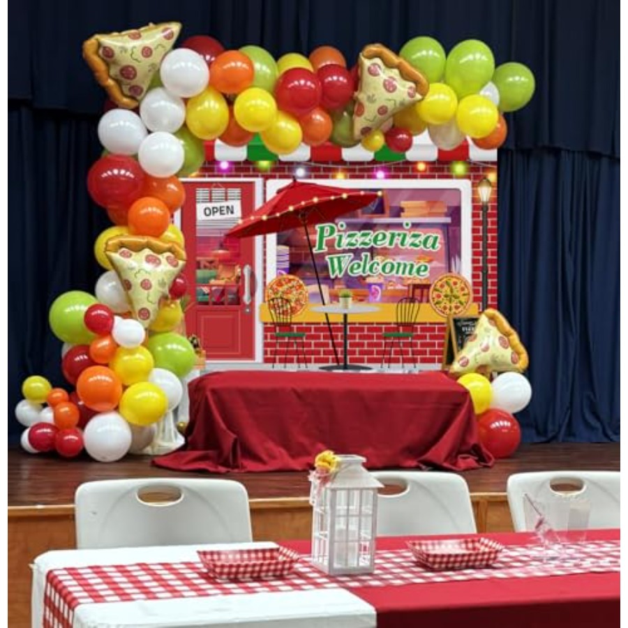 7x5ft Pizza Shop Backdrop Food - Baby Food Newborn ulasan dan harga