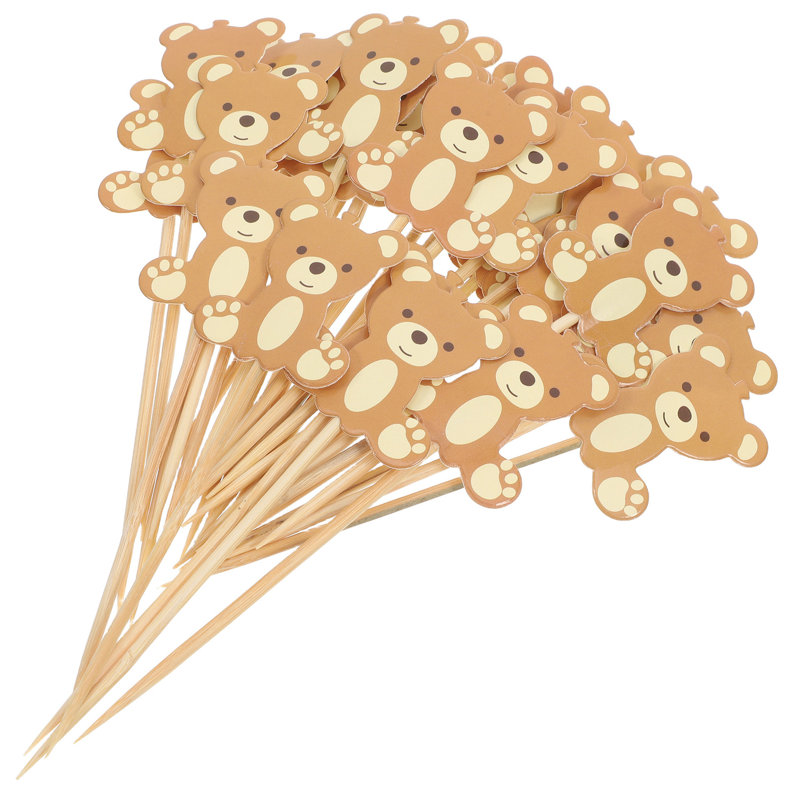 50Pcs Bear Food Picks Bamboo P - Baby Food Dessert ulasan dan harga