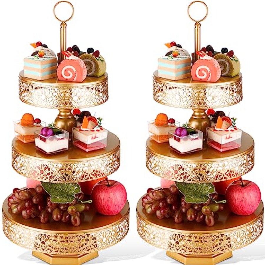2 Pcs Cupcake 3 Tiered Metal D - Baby Food Dessert ulasan dan harga