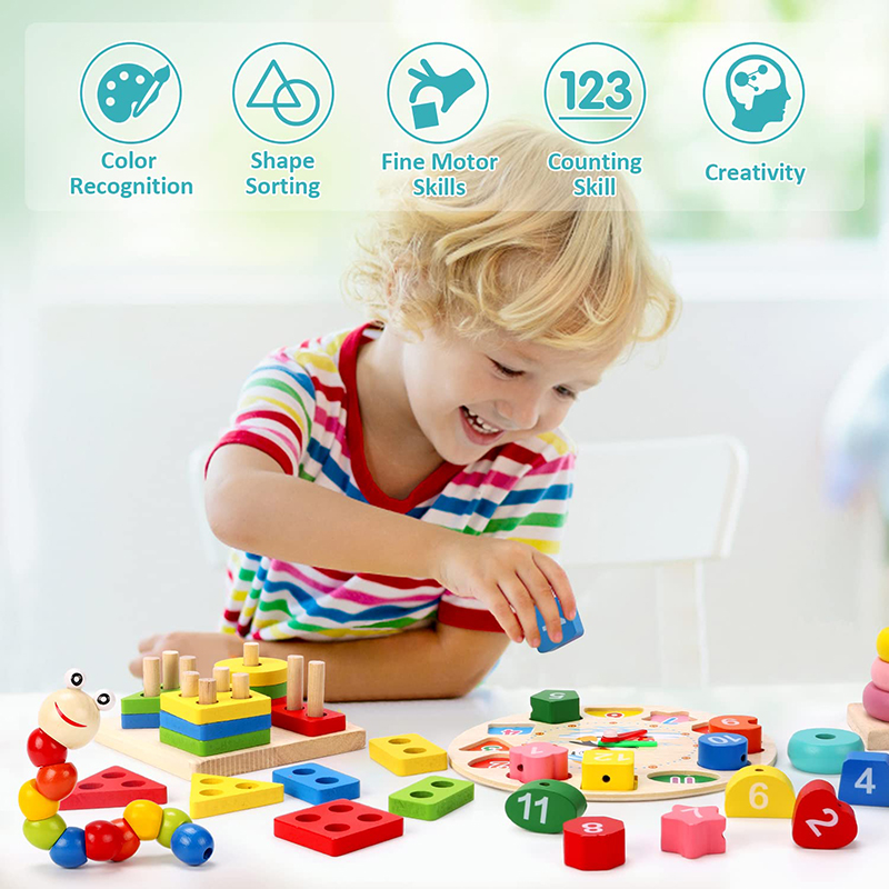 5-6pcs/set Montessori Wooden T - Baby Food Game ulasan dan harga