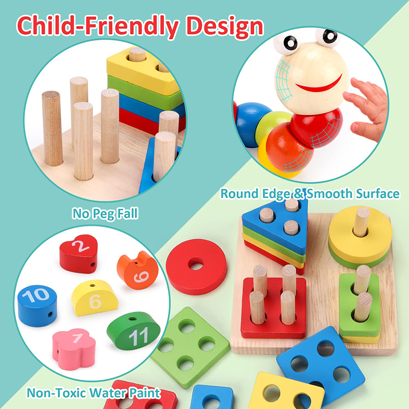 5-6pcs/set Montessori Wooden T - Baby Food Game ulasan dan harga